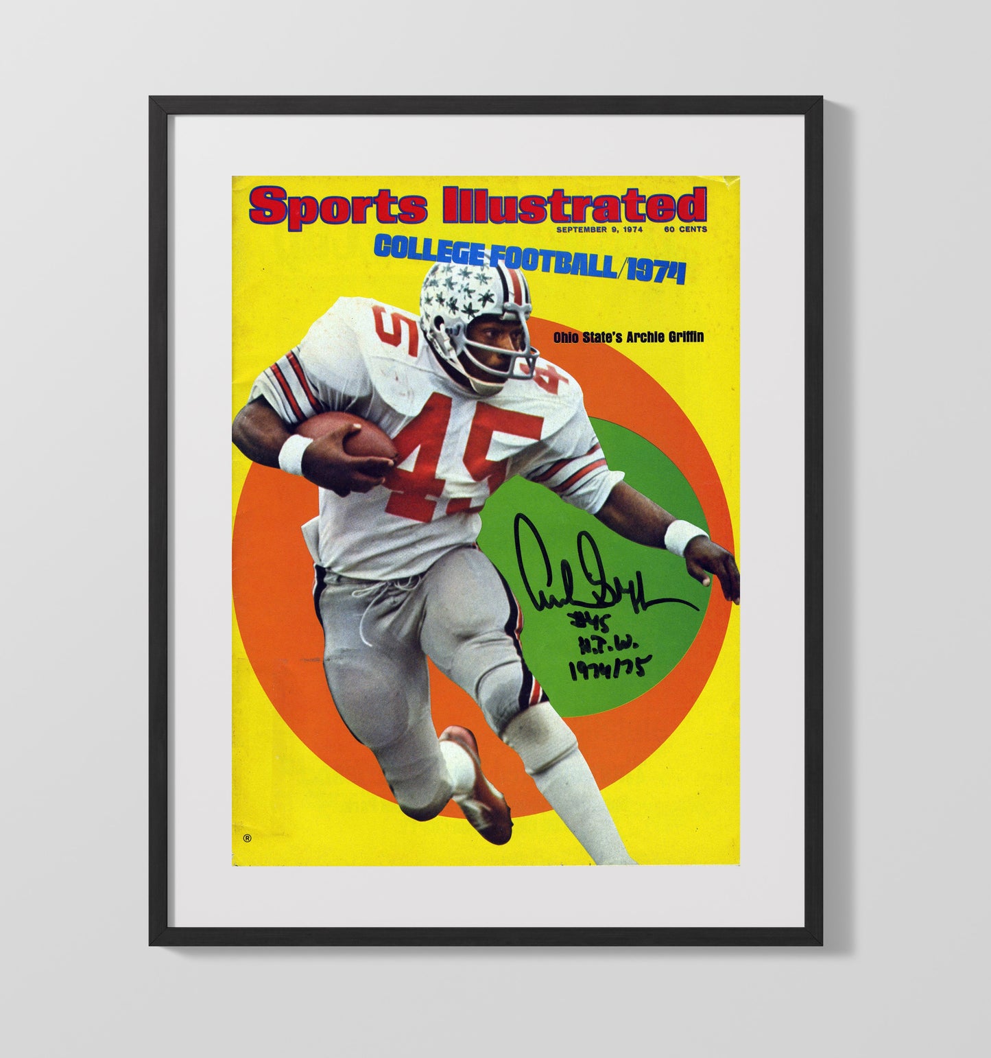 Ohio State Football Archie Griffin Heisman Run SI Cover 1974 College Football Wall Art 16x20 Gallery Frame wall art print – College Football decor