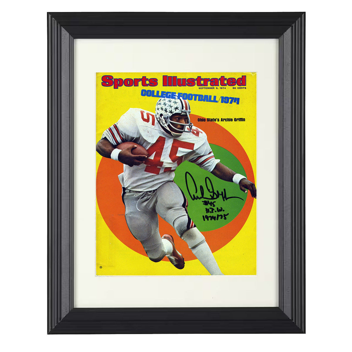 Ohio State Football - Archie Griffin Heisman Run SI Cover 1974 8x10 Beveled Frame college football wall art