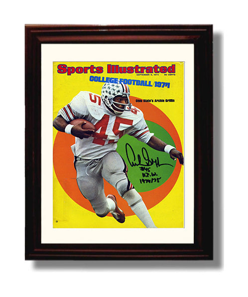 Ohio State Football Archie Griffin Heisman Run SI Cover 1974 College Football Wall Art 8x10 Beveled Frame wall art print – College Football decor