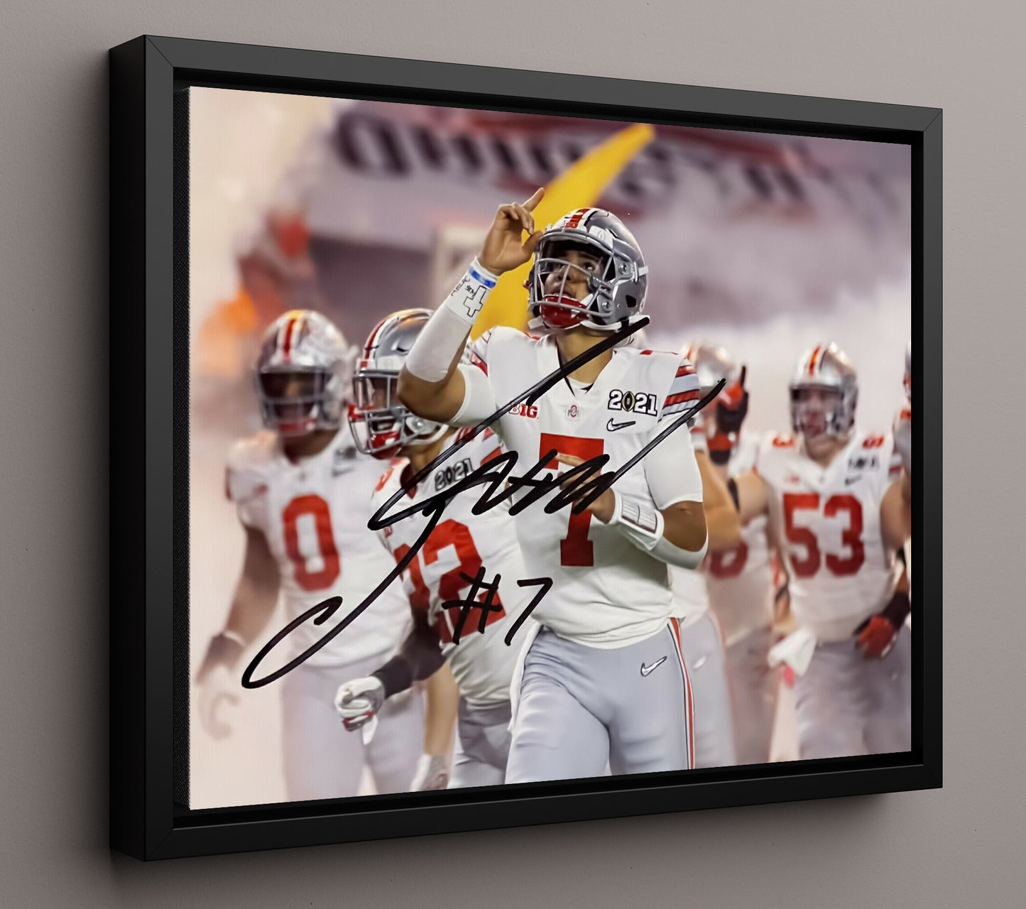Ohio State Football CJ Stroud Passing Command College Football Wall Art 16x20 Framed Canvas wall art print – College Football decor