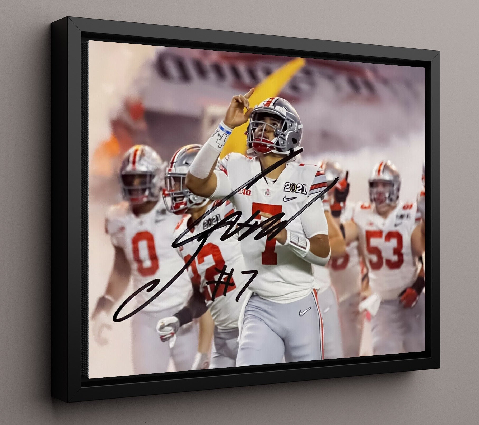 Ohio State Football - CJ Stroud Passing Command 8x10 Framed Canvas college football wall art