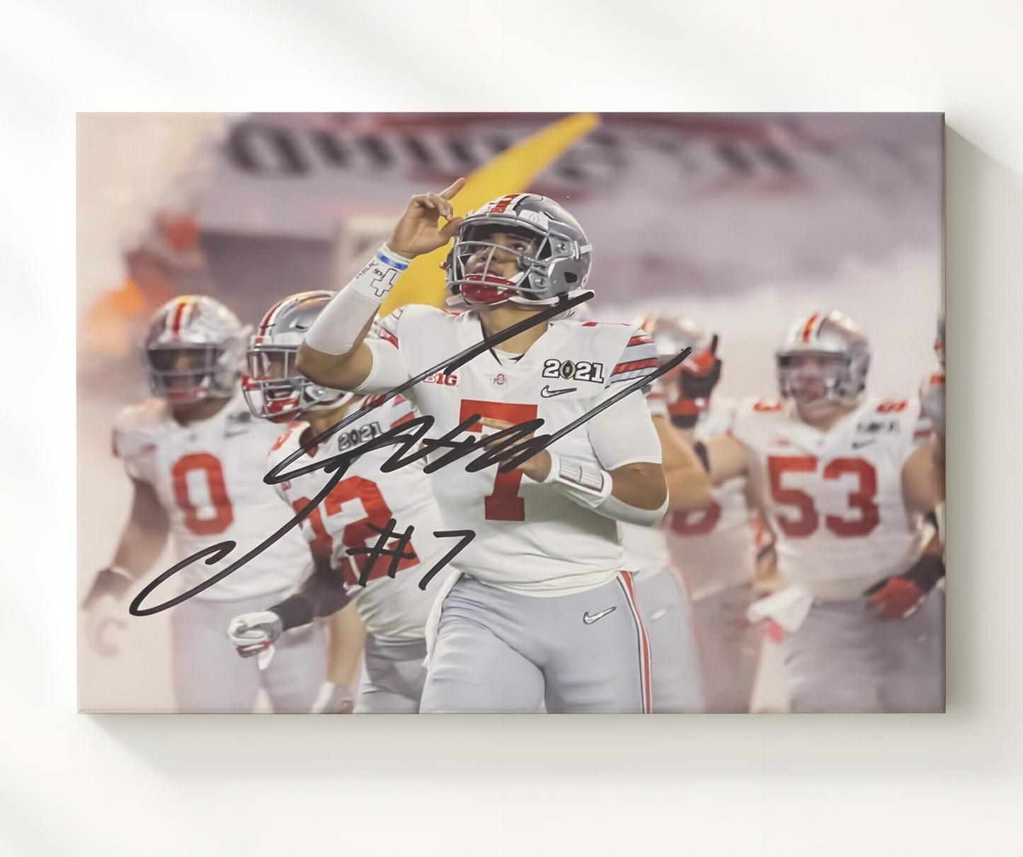 Ohio State Football CJ Stroud Passing Command College Football Wall Art 20x24 Canvas wall art print – College Football decor