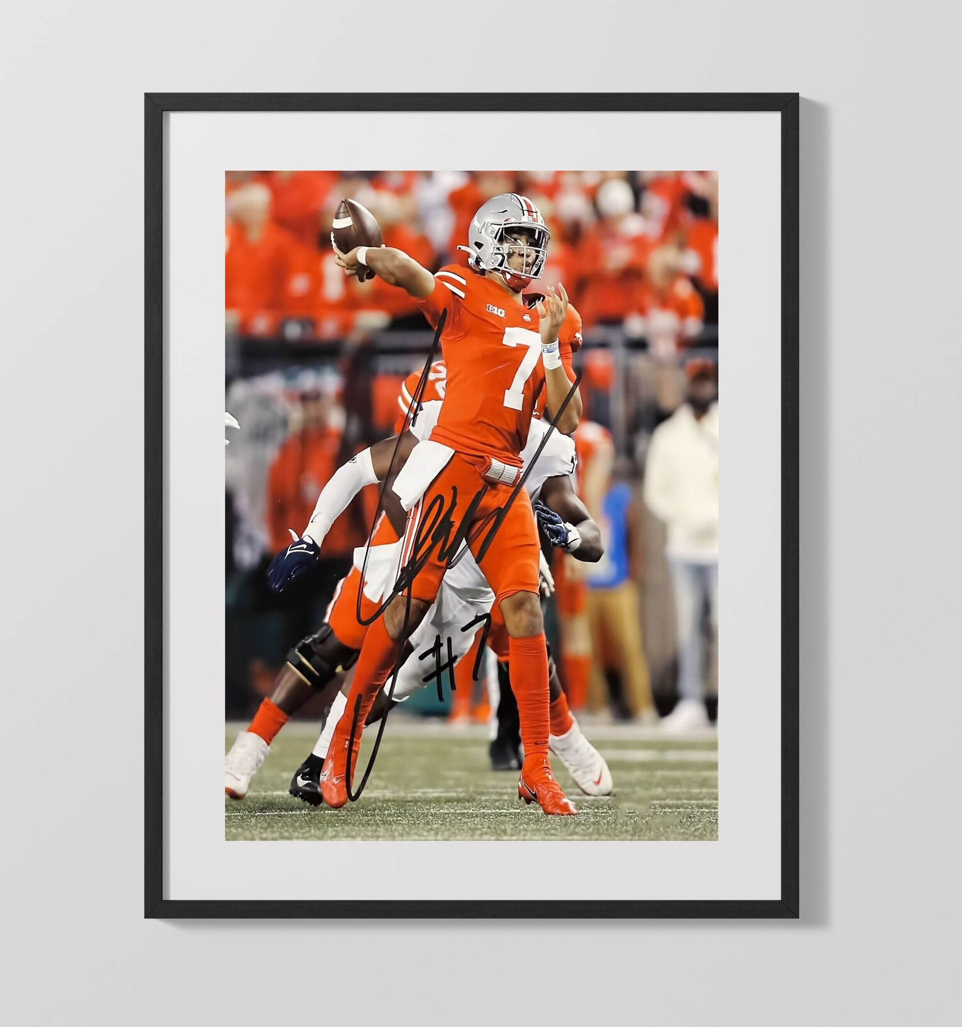 Ohio State Football CJ Stroud Passing Command College Football Wall Art 16x20 Gallery Frame wall art print – College Football decor