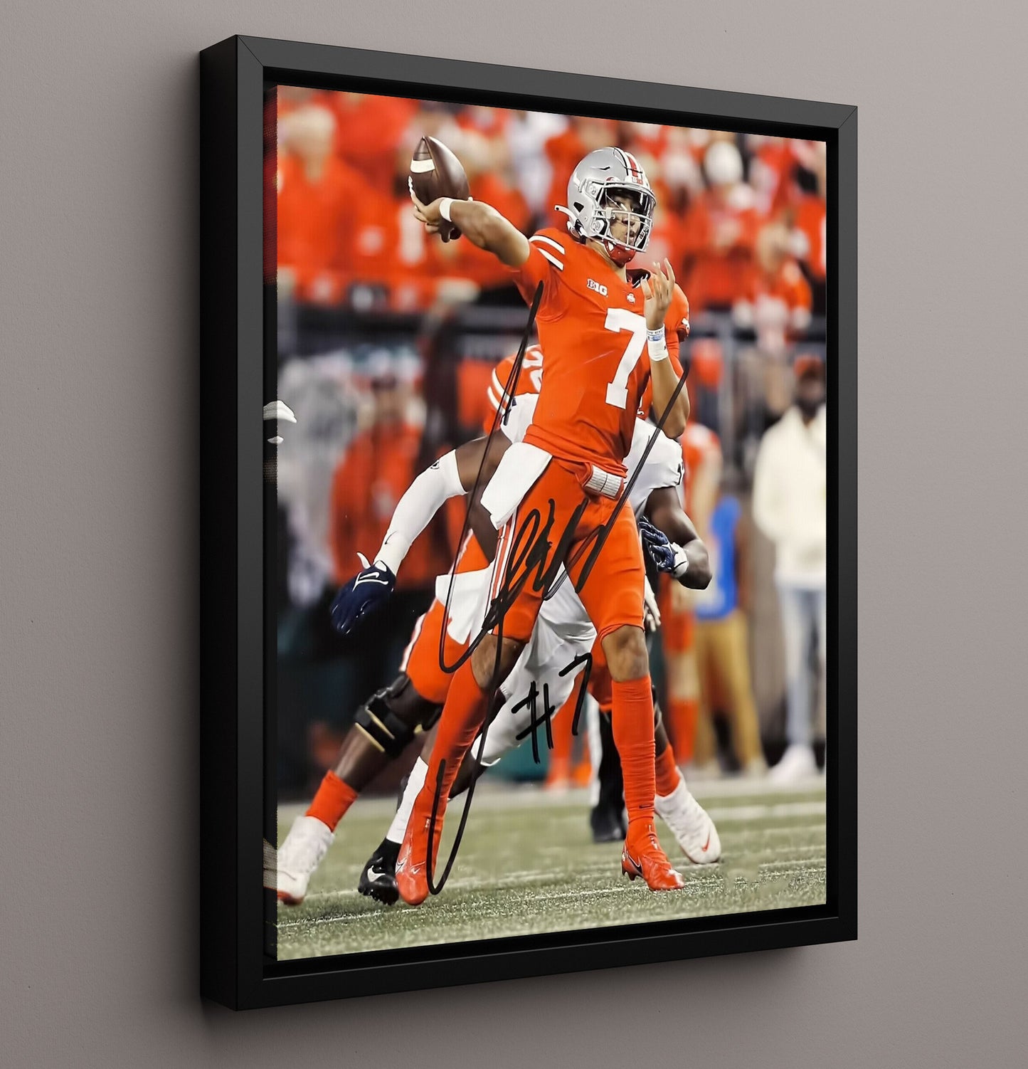 Ohio State Football CJ Stroud Passing Command College Football Wall Art 16x20 Framed Canvas wall art print – College Football decor