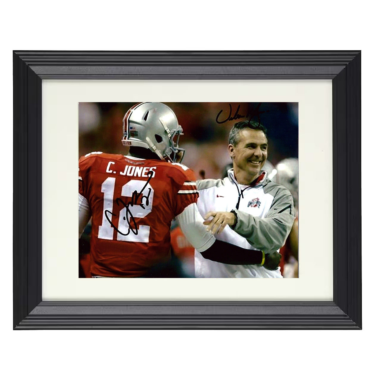 Ohio State Cardale Jones and Urban Meyer Championship 8x10 black beveled frame college football wall art
