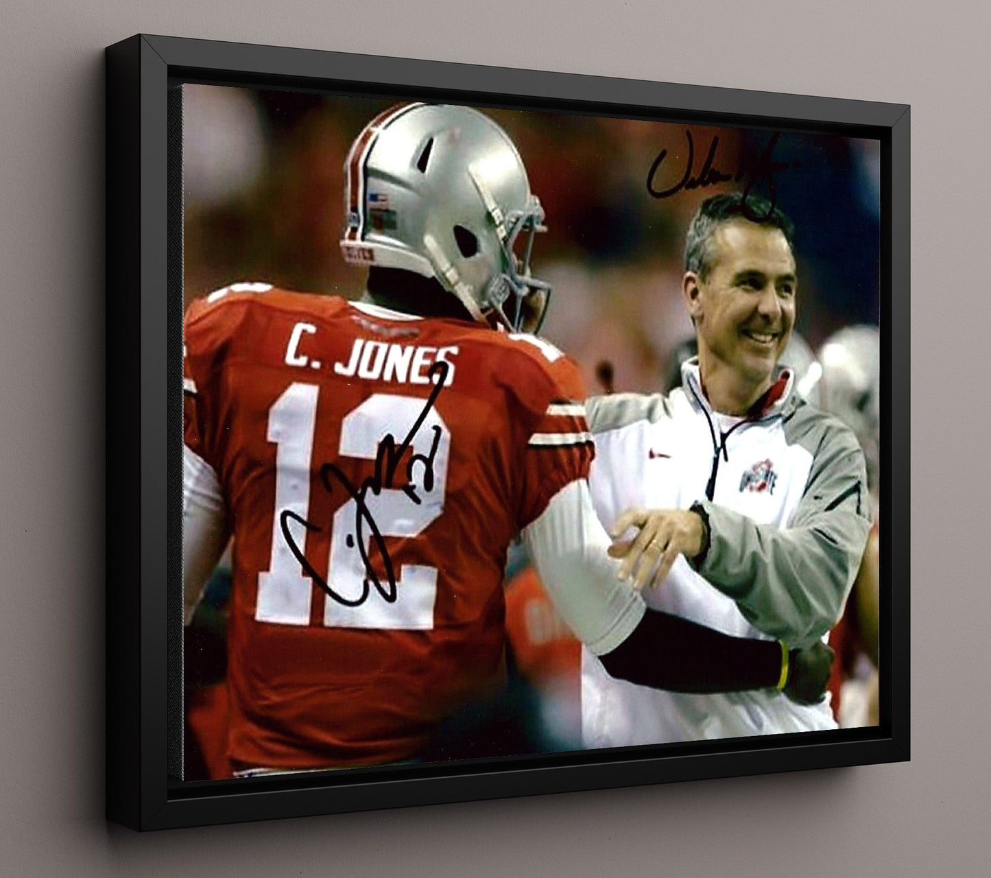 Ohio State Football - Cardale Jones and Urban Meyer Championship Celebration 8x10 Framed Canvas college football wall art