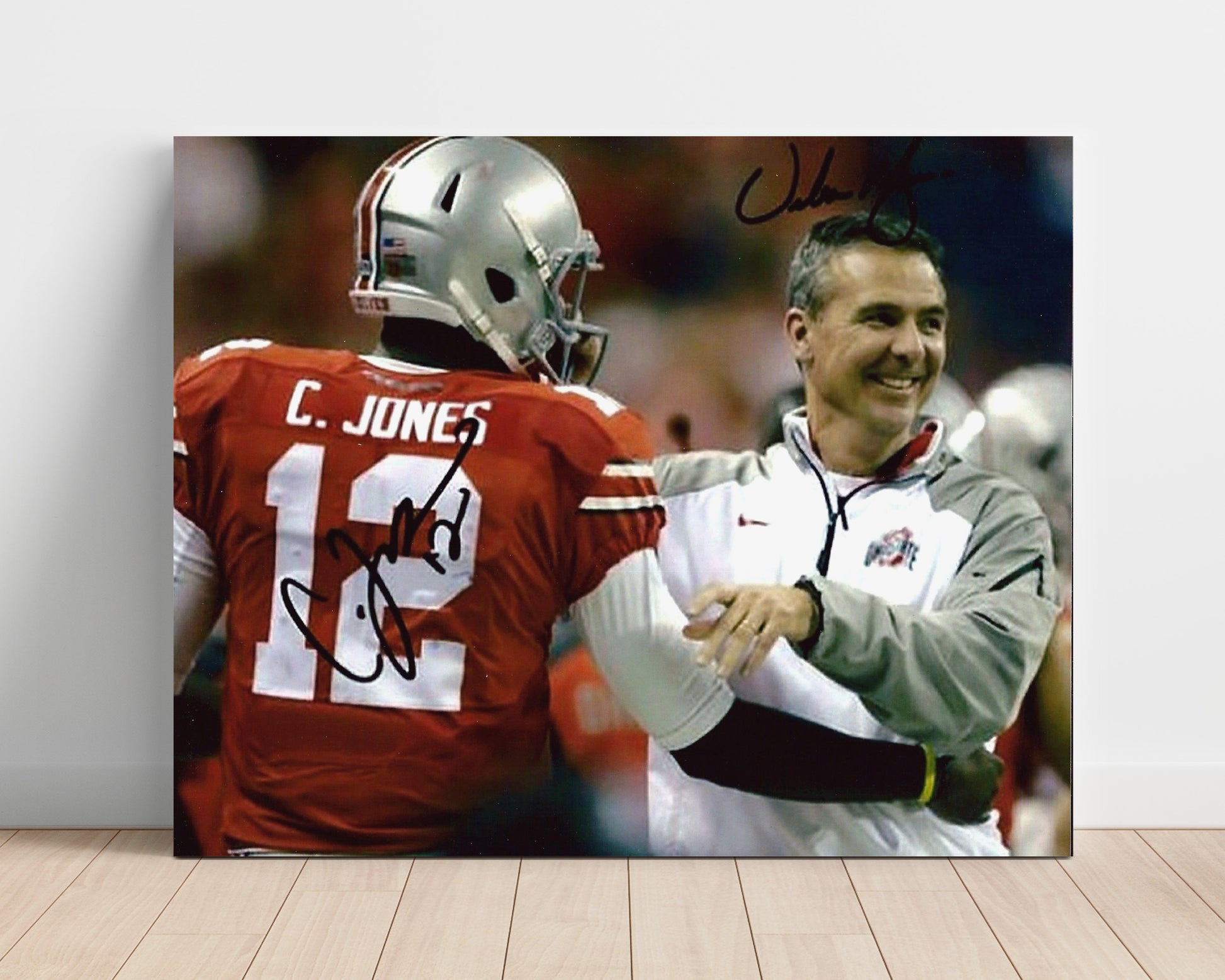 Ohio State Football Cardale Jones and Urban Meyer Championship Celebration College Football 16x20 Unframed Print wall art print – College Football decor