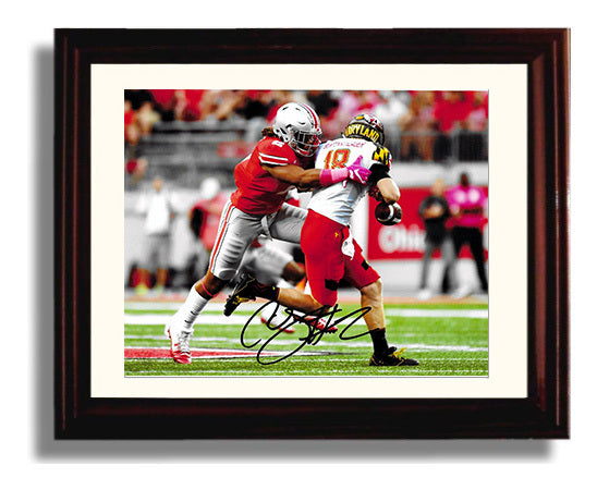 Ohio State Football Chase Young Quarterback Sack Backfield Takedown College Football Wall Art 8x10 Beveled Frame wall art print – College Football decor