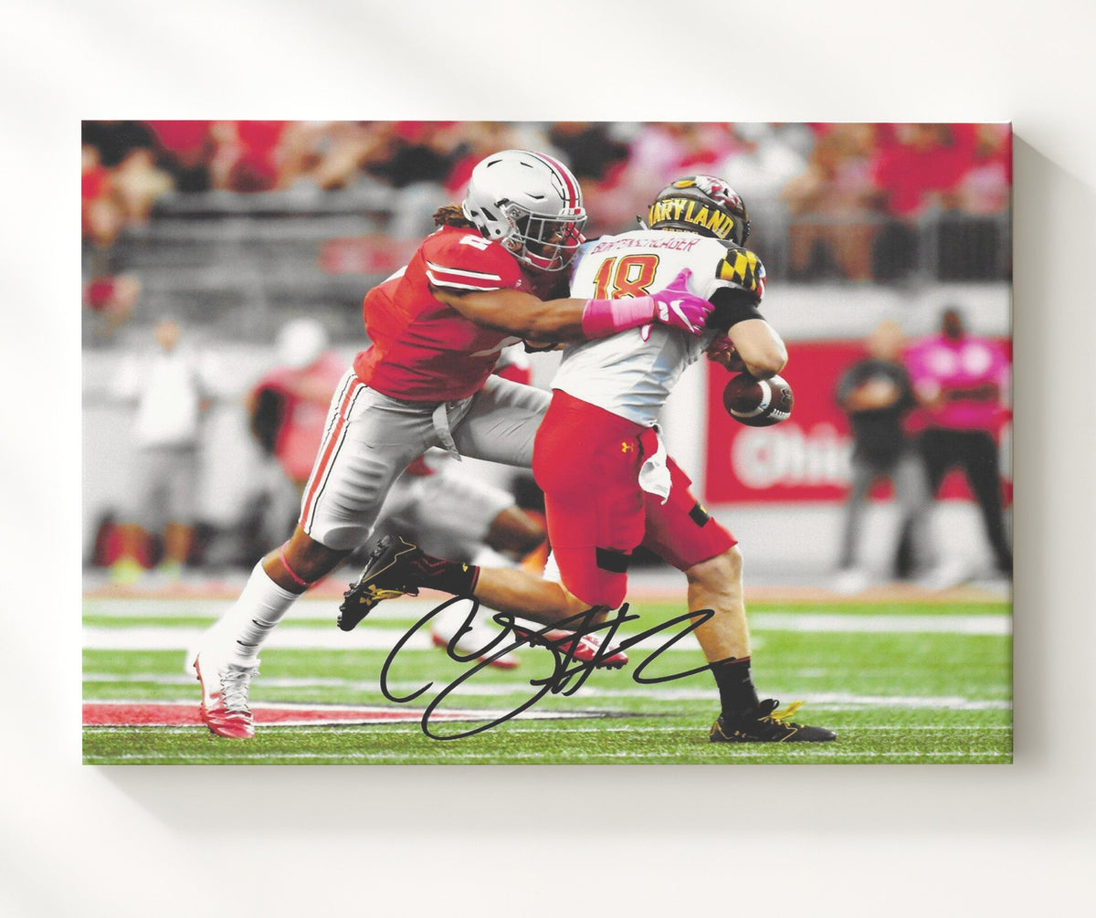 Ohio State Football - Chase Young Quarterback Sack Backfield Takedown 8x10 Canvas college football wall art