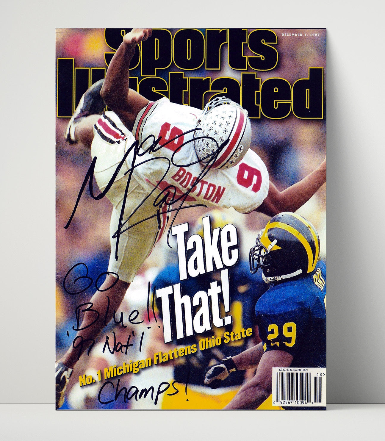 Ohio State Football David Boston Aerial Catch vs Michigan SI Cover 1997 College Football Wall 16x20 Unframed Print wall art print – College Football decor