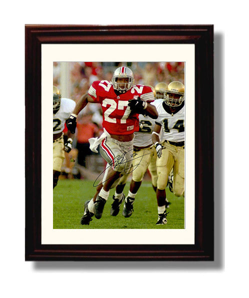 Ohio State Football Eddie George Heisman Run College Football Wall Art 8x10 Beveled Frame wall art print – College Football decor
