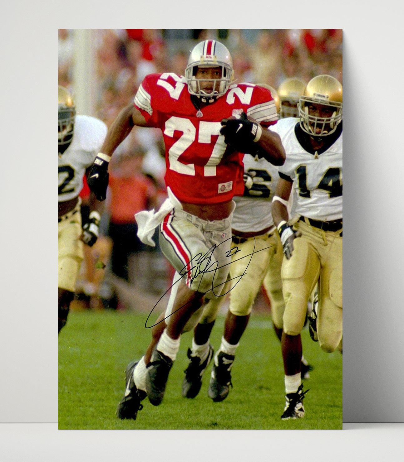 Ohio State Football Eddie George Heisman Run College Football Wall Art 16x20 Unframed Print wall art print – College Football decor