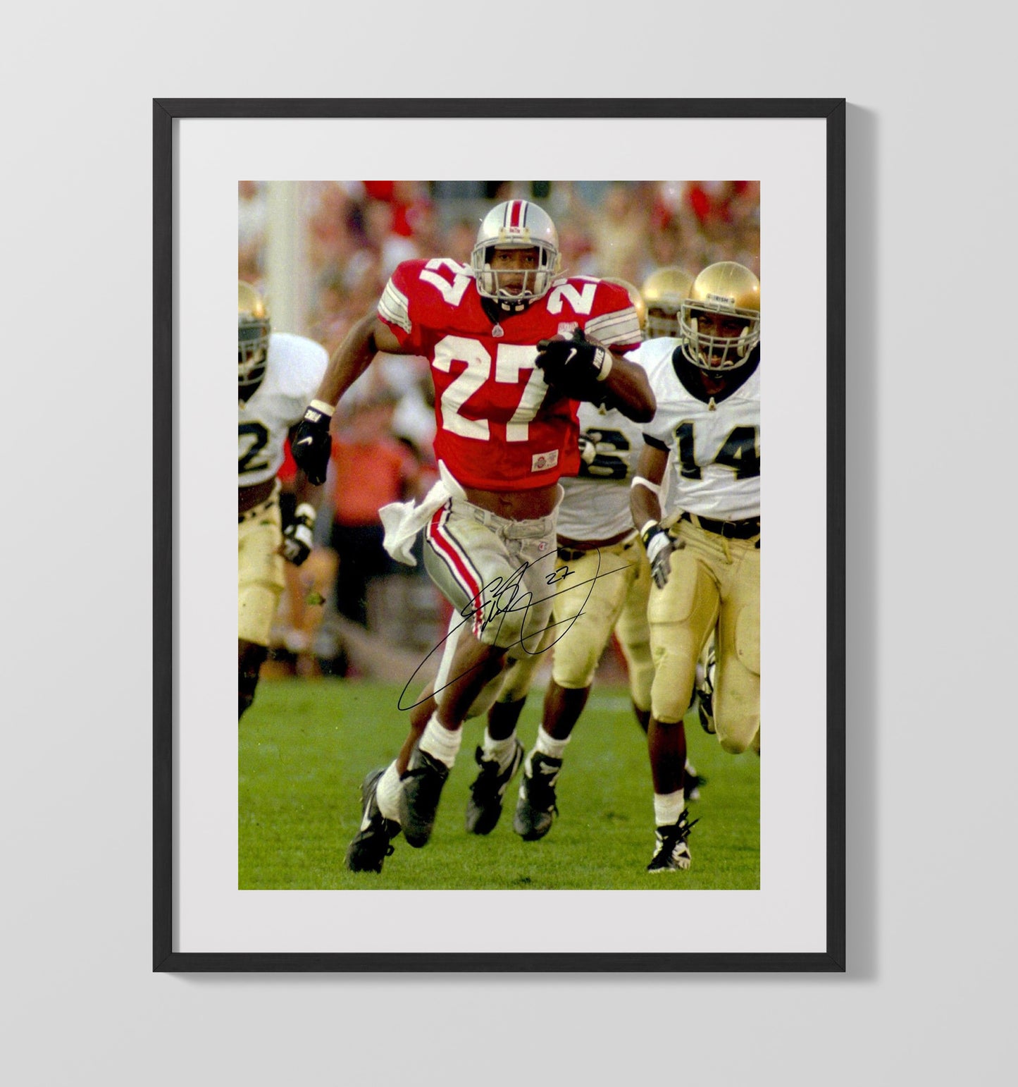 Ohio State Football Eddie George Heisman Run College Football Wall Art 16x20 Gallery Frame wall art print – College Football decor