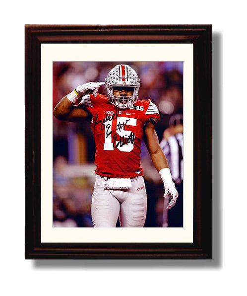 Ohio State Football Ezekiel Elliott Championship Salute College Football Wall Art 8x10 Beveled Frame wall art print – College Football decor