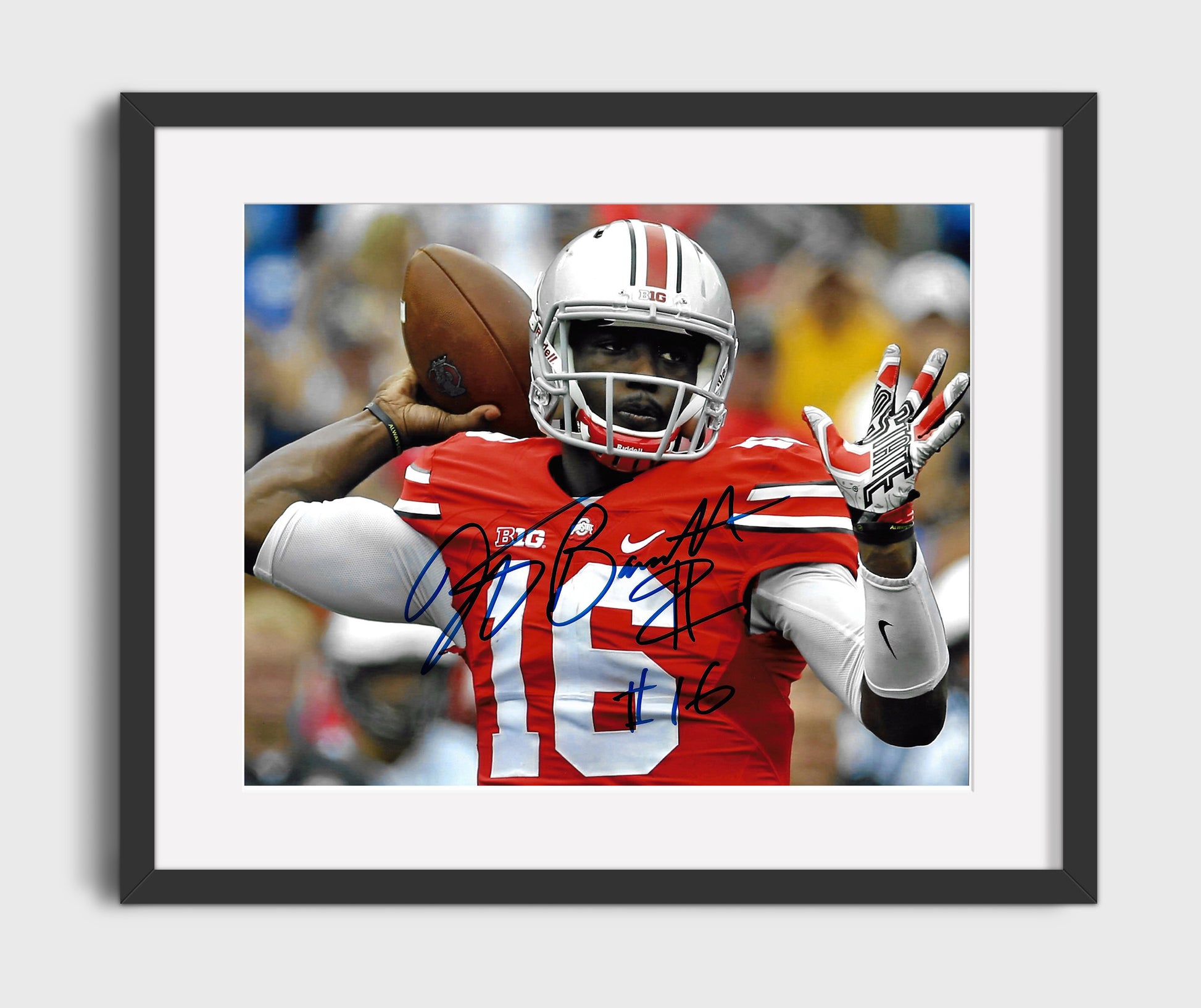 Ohio State Football - JT Barrett Rolling Out Play Action 8x10 Gallery Frame college football wall art