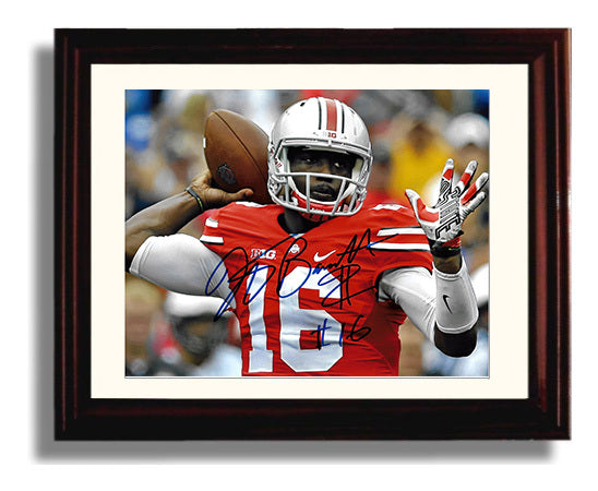 Ohio State Football JT Barrett Rolling Out Play Action College Football Wall Art 8x10 Beveled Frame wall art print – College Football decor