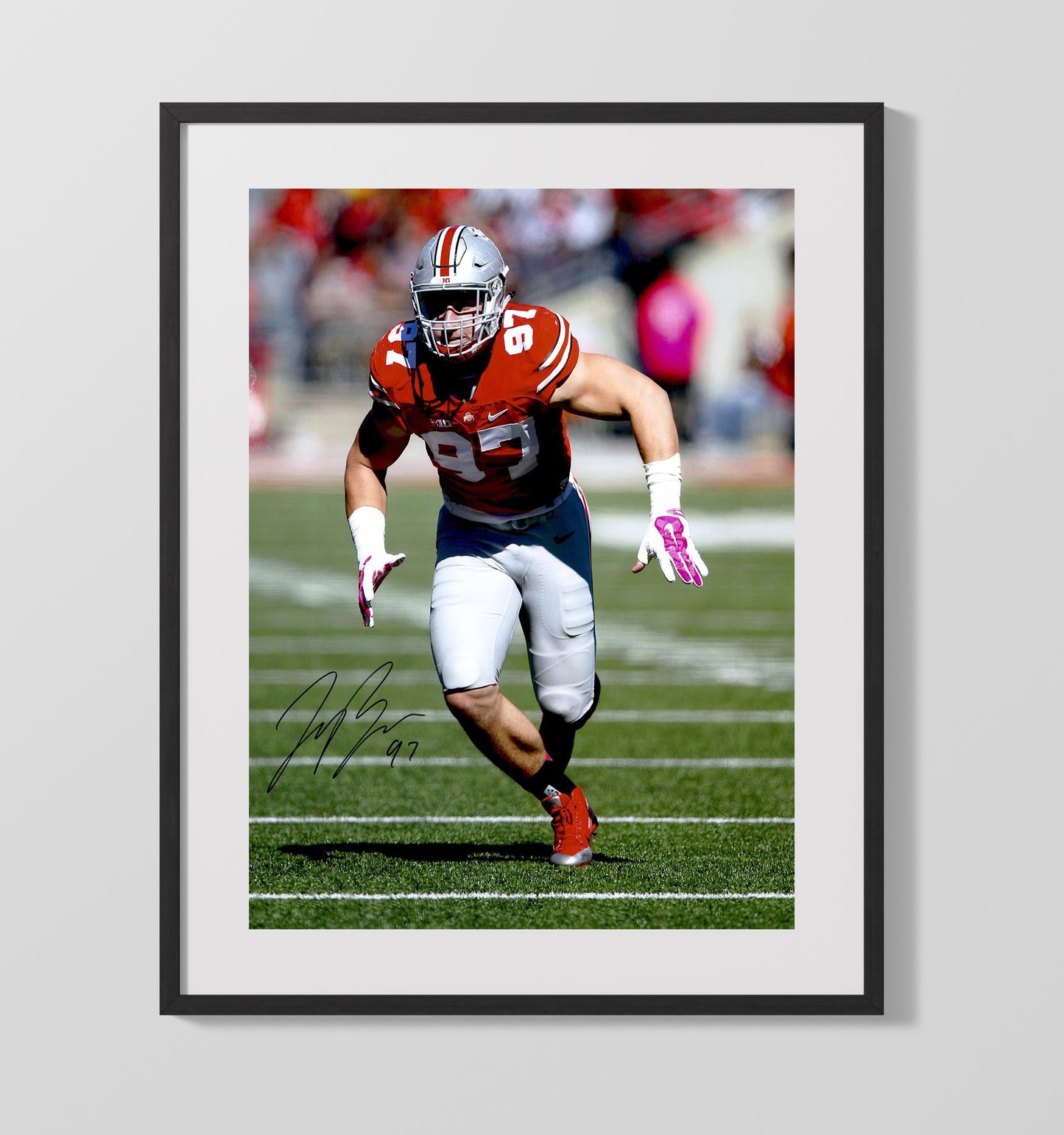 Ohio State Football Joey Bosa Defensive Force College Football Wall Art 16x20 Gallery Frame wall art print – College Football decor