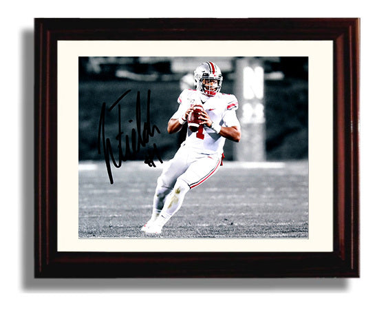 Ohio State Football Justin Fields QB Dropback Release College Football Wall Art 8x10 Beveled Frame wall art print – College Football decor