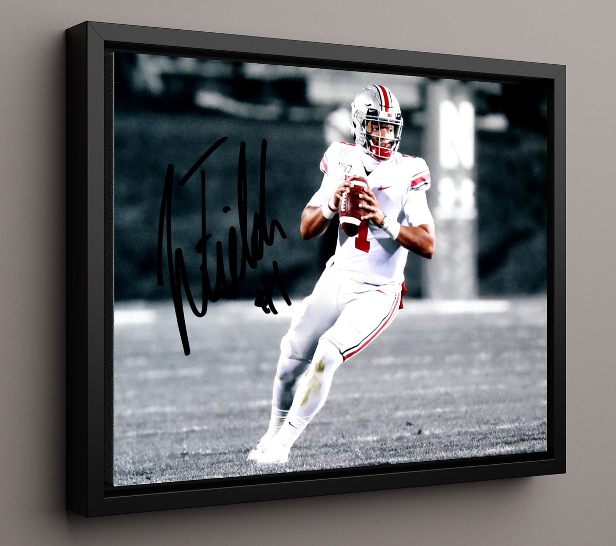 Ohio State Football - Justin Fields QB Dropback Release 8x10 Framed Canvas college football wall art