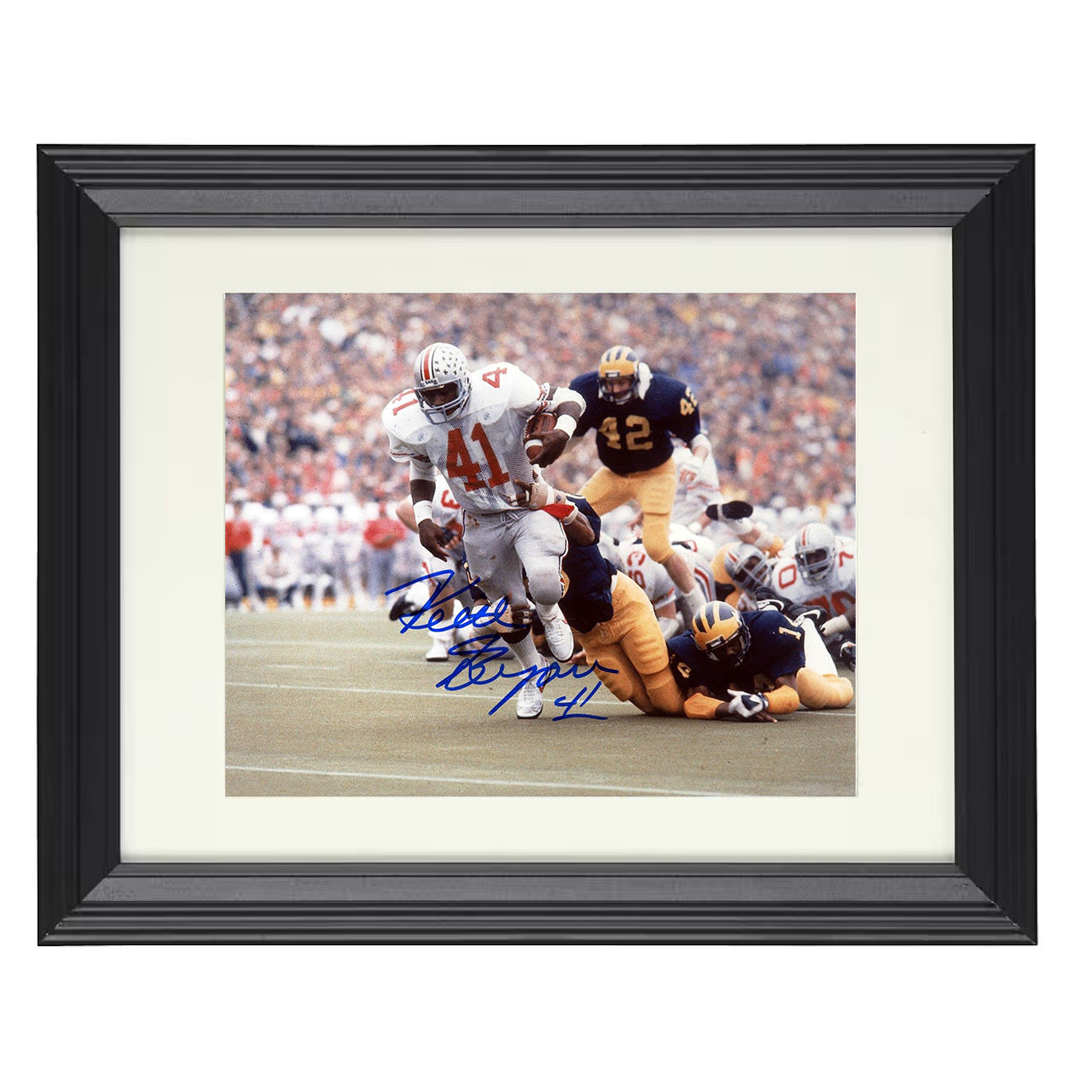 Ohio State Football Keith Byars Goal Line Pay Dirt Run 8x10 black beveled frame college football wall art