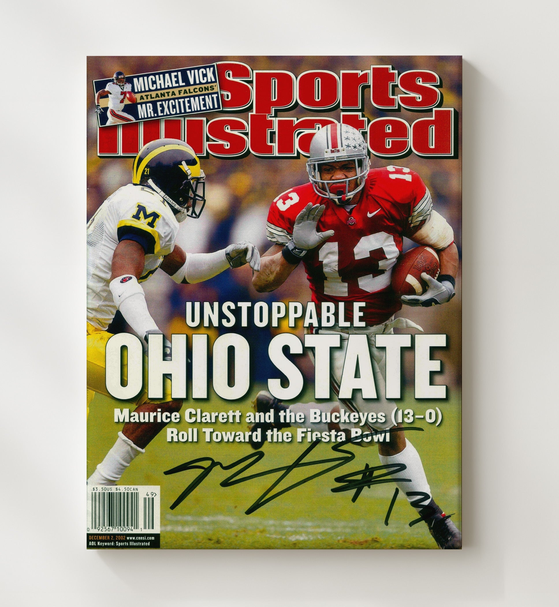 Ohio State Football - Maurice Clarett Power Run SI Cover 2002 8x10 Canvas college football wall art