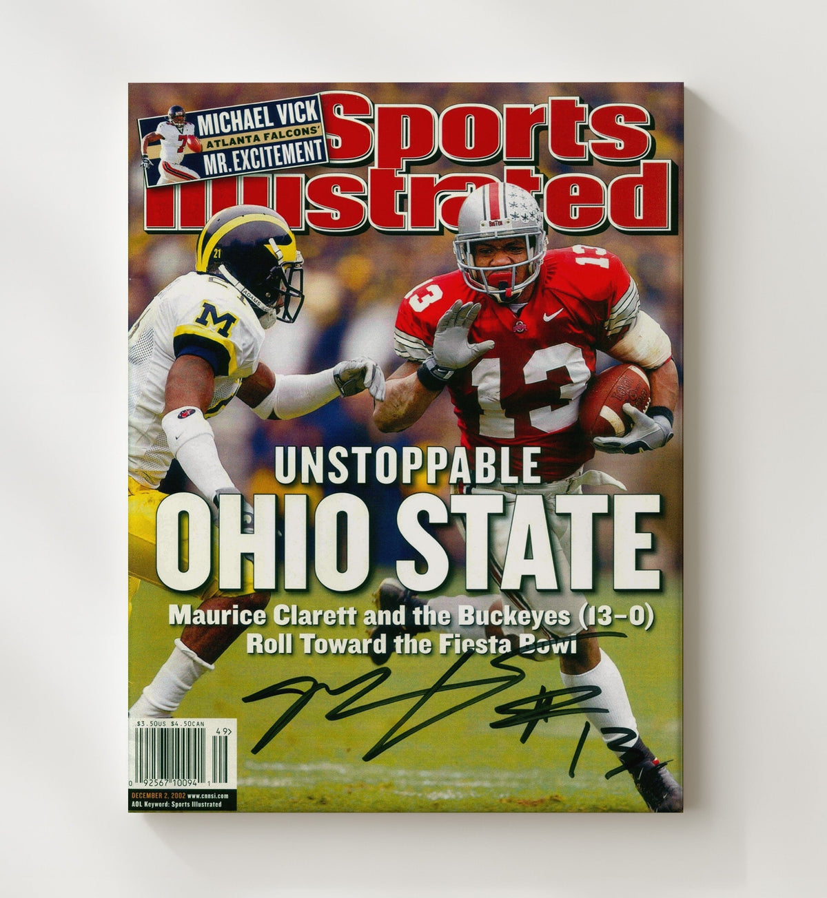 Ohio State Football - Maurice Clarett Power Run SI Cover 2002 8x10 Canvas college football wall art