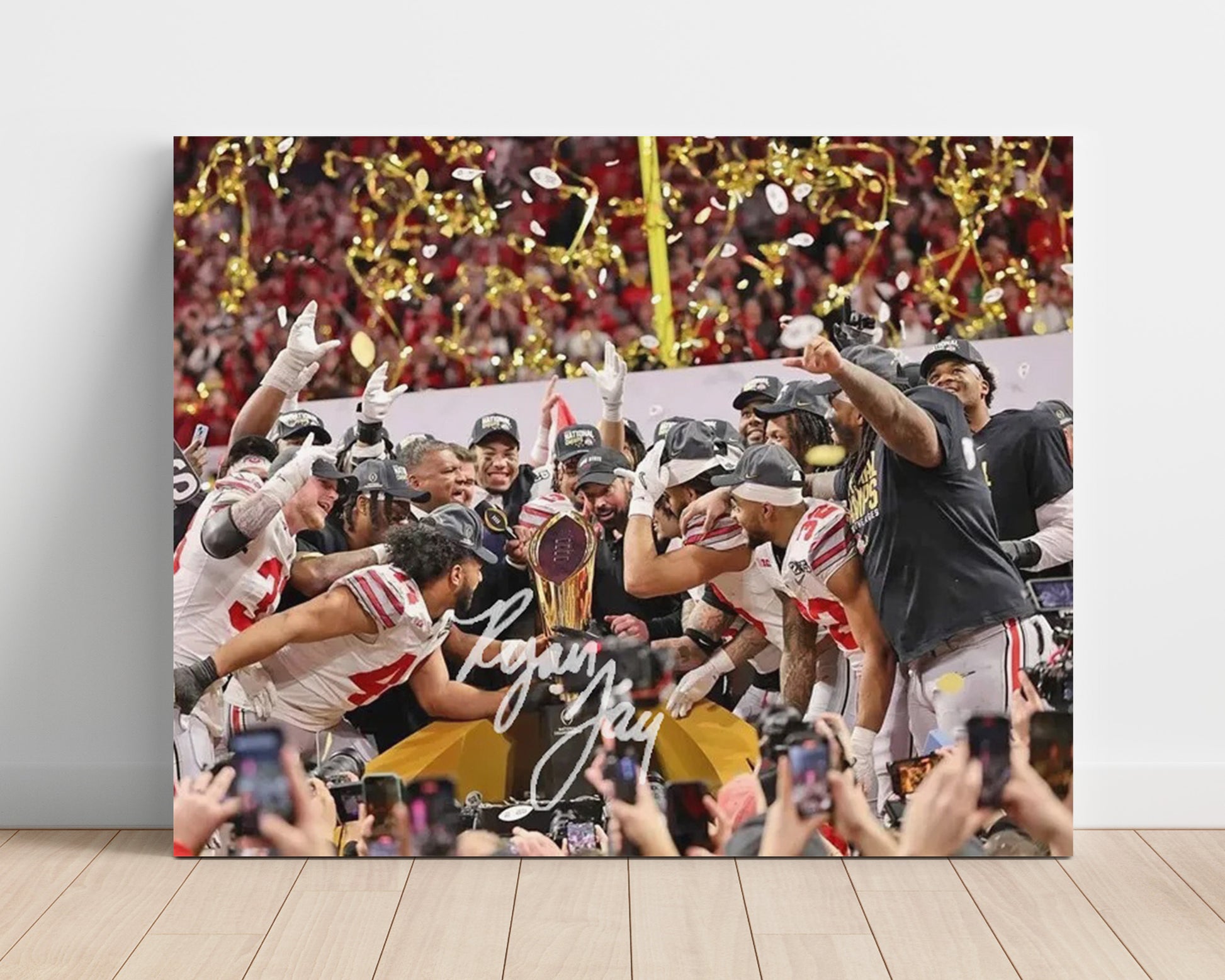 Ohio State Football - National Championship Celebration Trophy 2015 8x10 Unframed Print college football wall art