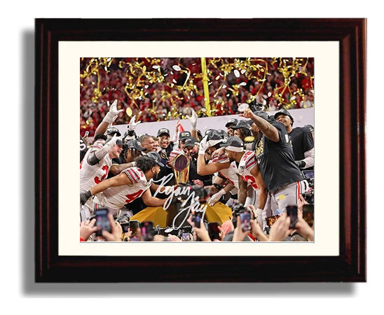 Ohio State Football National Championship Celebration Trophy 2015 College Football Wall Art 8x10 Beveled Frame wall art print – College Football decor