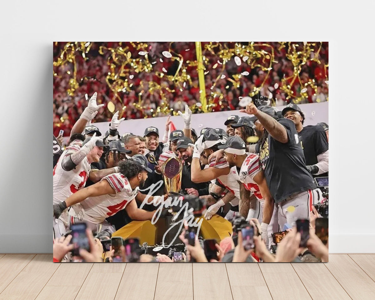 Ohio State Football - National Championship Celebration Trophy 2015 8x10 Unframed Print college football wall art