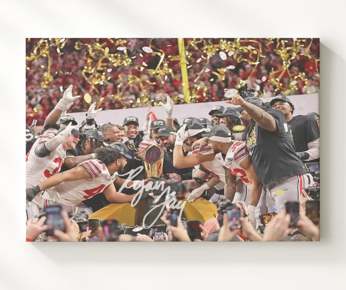 Ohio State Football - National Championship Celebration Trophy 2015 8x10 Canvas college football wall art