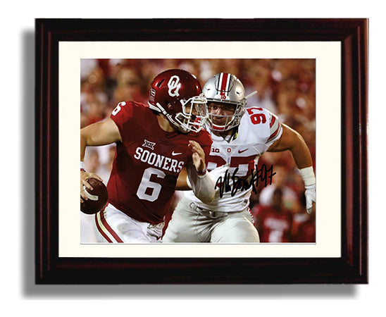 Ohio State Football Nick Bosa Pass Rush Pressure College Football Wall Art 8x10 Beveled Frame wall art print – College Football decor