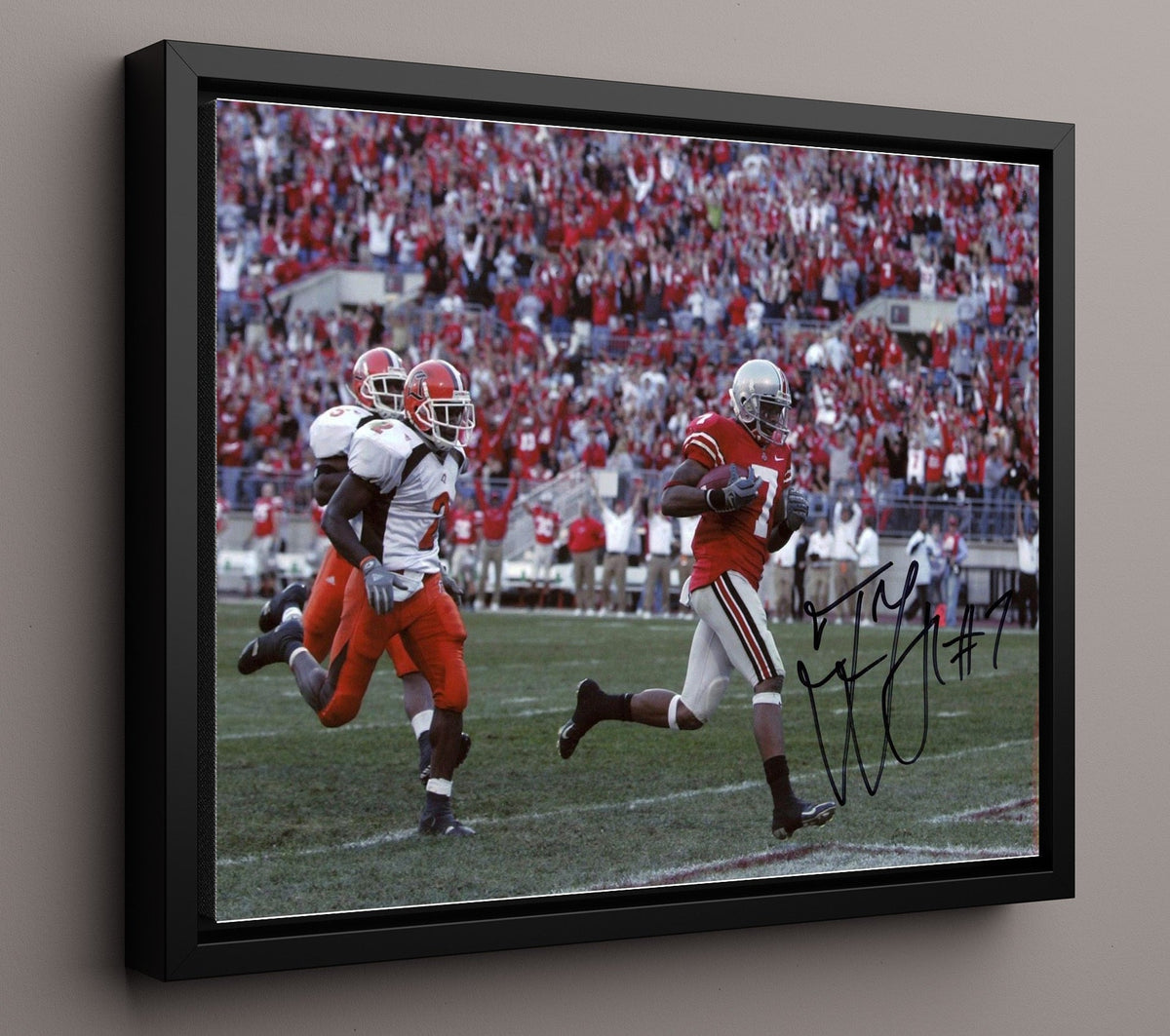 Ohio State Football - Ted Ginn Jr Open Field Breakaway Sprint 8x10 Framed Canvas college football wall art
