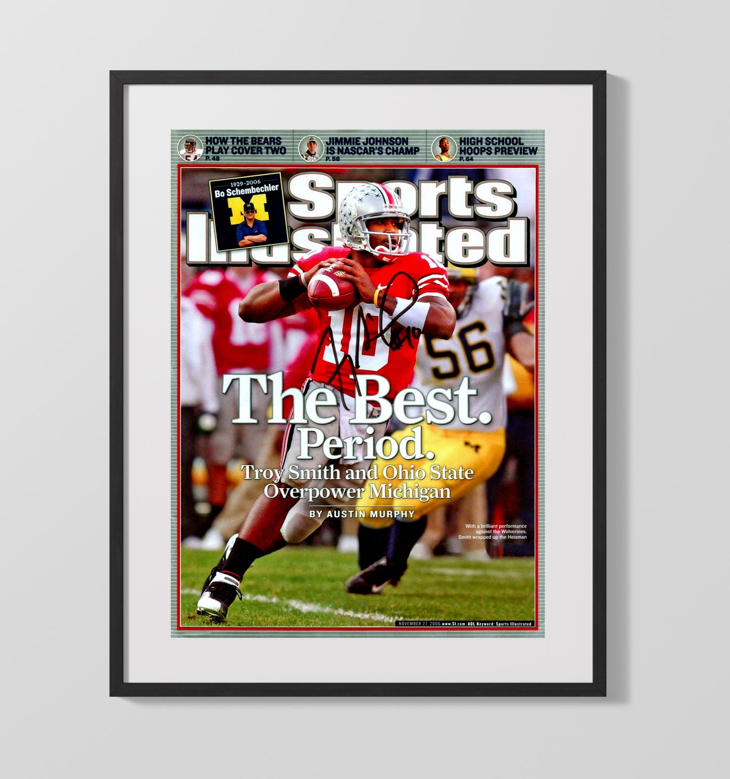 Ohio State Football Troy Smith The Best Period SI Cover 2006 College Football Wall Art 16x20 Gallery Frame wall art print – College Football decor
