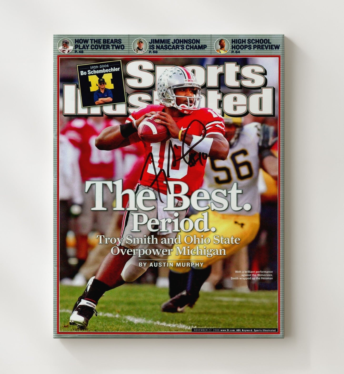 Ohio State Football - Troy Smith The Best Period SI Cover 2006 8x10 Canvas college football wall art