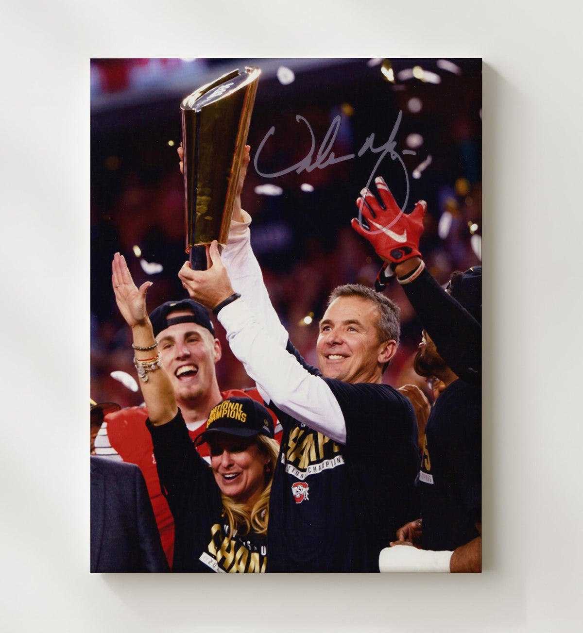 Ohio State Football - Urban Meyer National Championship Trophy Celebration 8x10 Canvas college football wall art