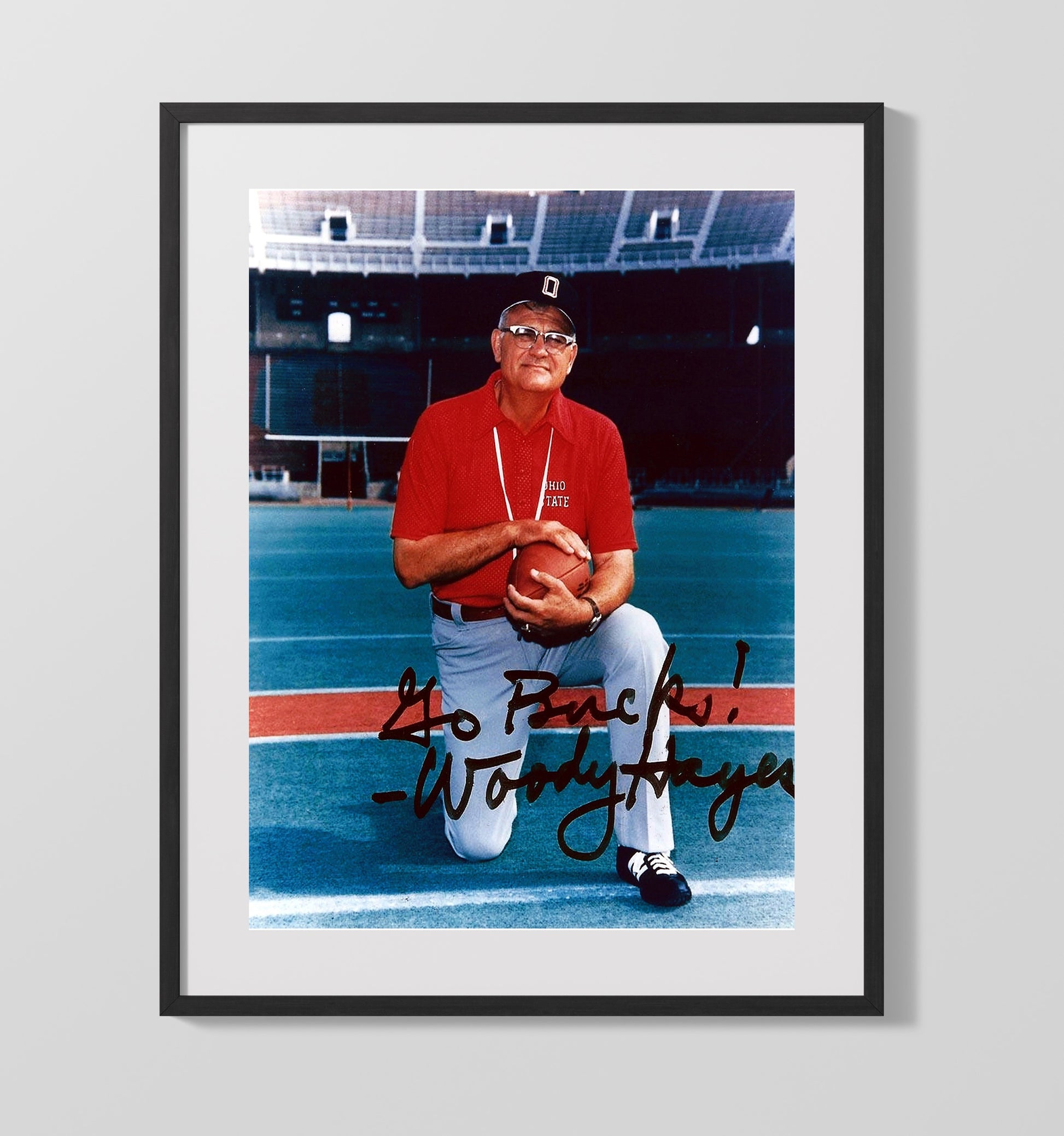 Ohio State Football Woody Hayes Sideline Legacy College Football Wall Art 16x20 Gallery Frame wall art print – College Football decor