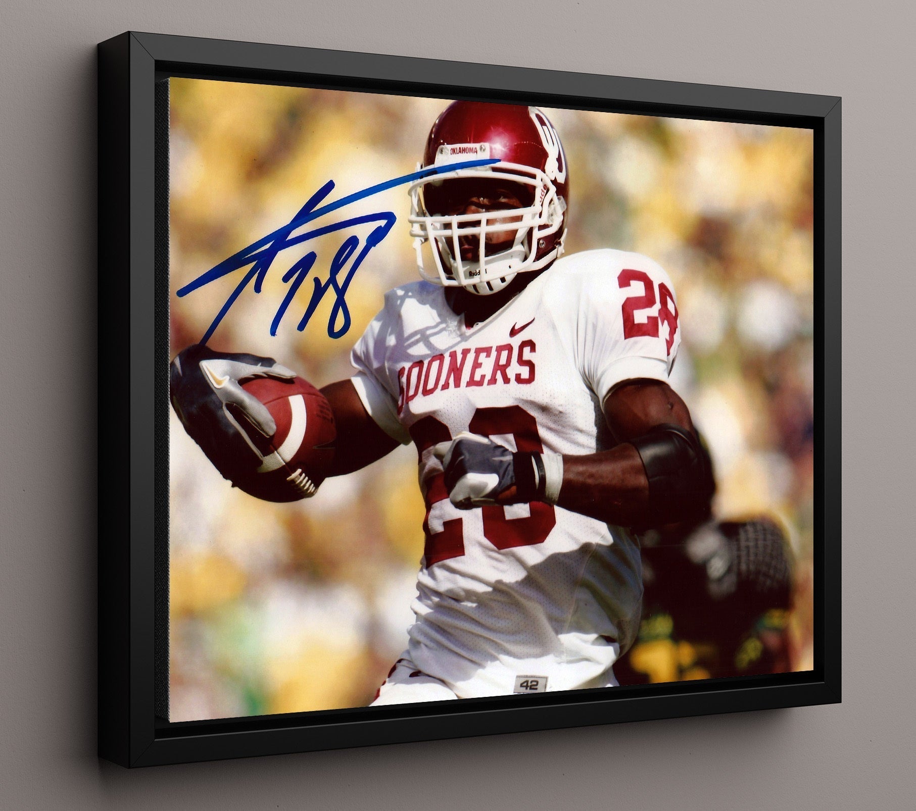 Oklahoma Football - Adrian PetersonOpen Field Run 8x10 Framed Canvas college football wall art