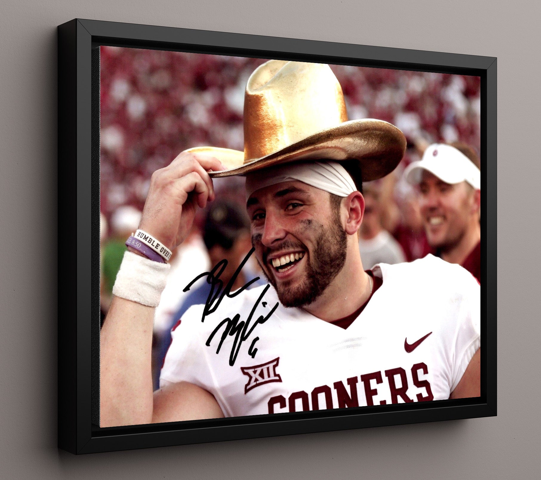 Oklahoma Football - Baker MayfieldPostgame Cowboy Hat 8x10 Framed Canvas college football wall art