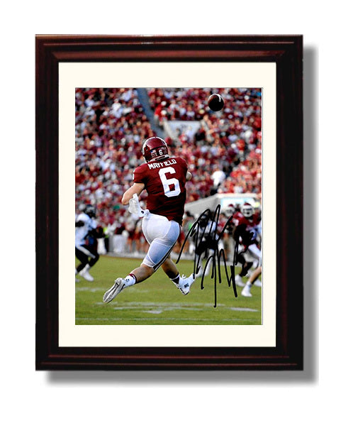 Oklahoma Football Baker Mayfield Deep Shot College Football Wall Art 8x10 Beveled Frame wall art print – College Football decor