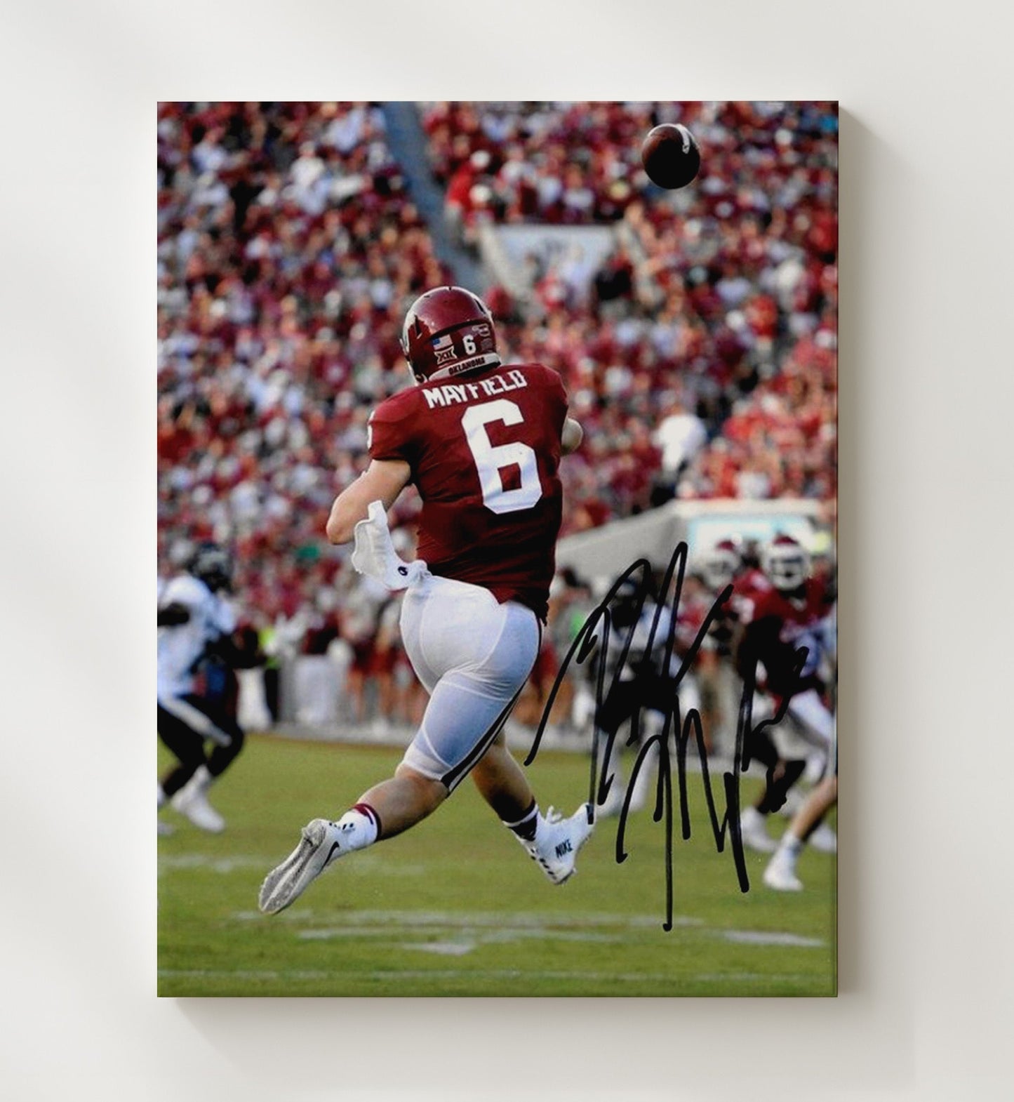 Oklahoma Football - Baker Mayfield Deep Shot 8x10 Canvas college football wall art