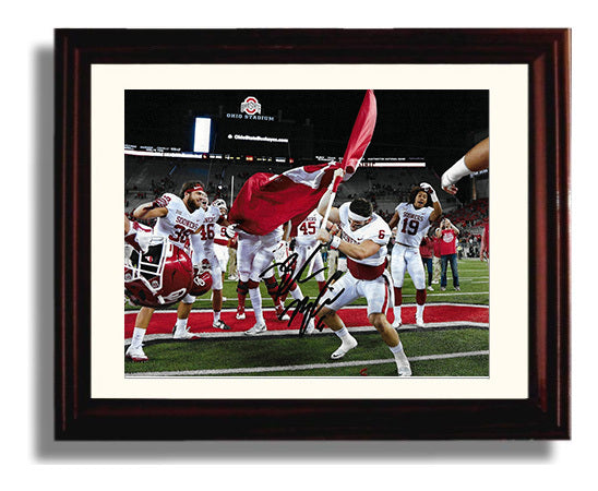 Oklahoma Football Baker Mayfield Midfield Flag Plant Celebration College Football Wall Art 8x10 Beveled Frame wall art print – College Football decor