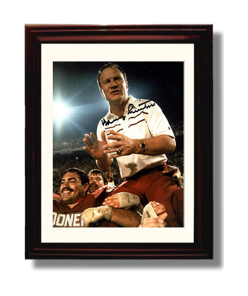 Oklahoma Football Barry Switzer Sideline Swagger College Football Wall Art 8x10 Beveled Frame wall art print – College Football decor