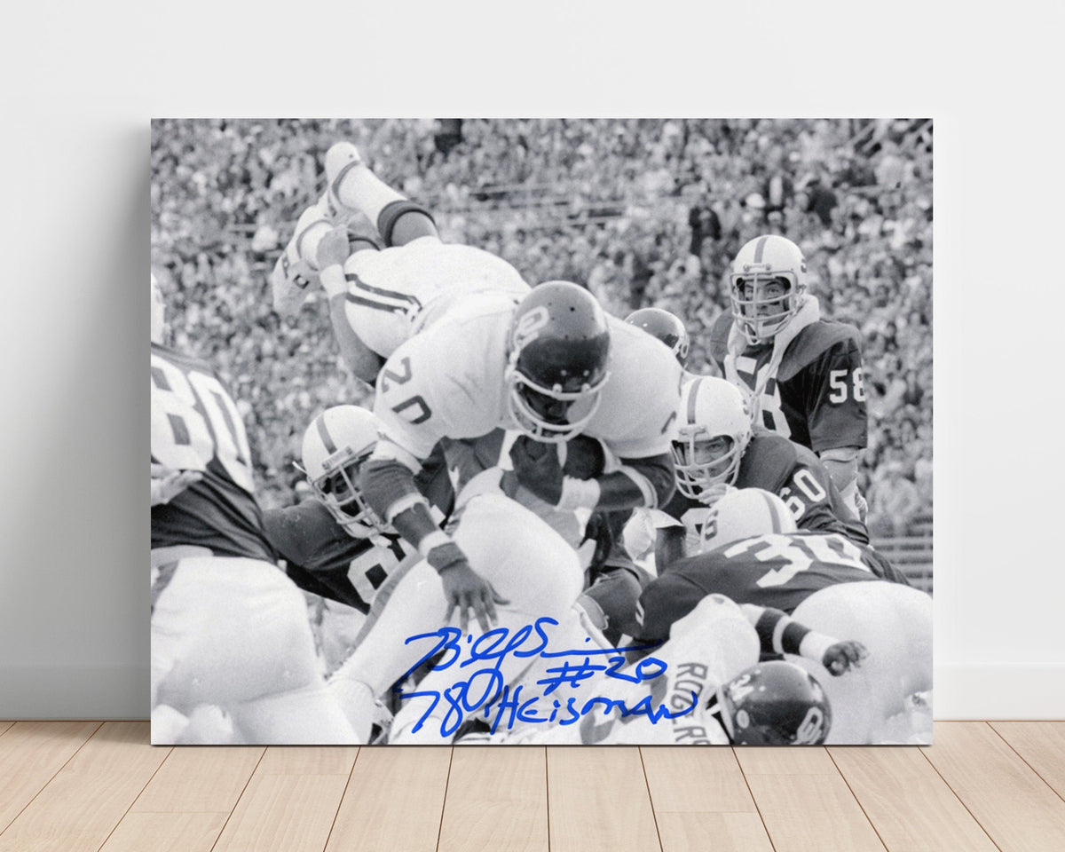 Oklahoma Football - Billy Sims Goal Line Dive Over Defender 8x10 Unframed Print college football wall art