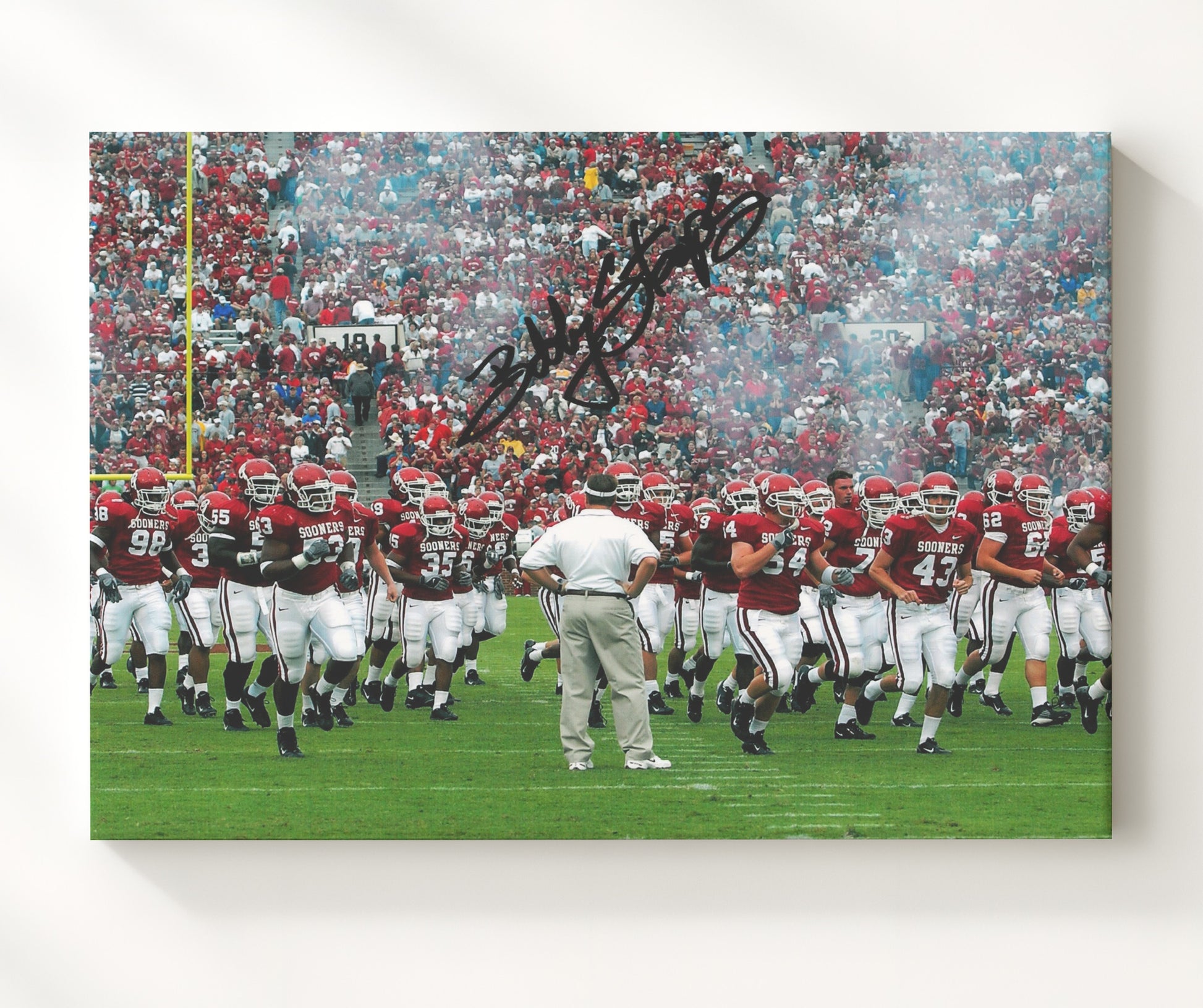 Oklahoma Football Bob Stoops Tunnel Entrance Walkout College Football Wall Art 20x24 Canvas wall art print – College Football decor