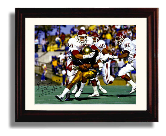 Oklahoma Football Brian BosworthWrap Tackle College Football Wall Art 8x10 Beveled Frame wall art print – College Football decor