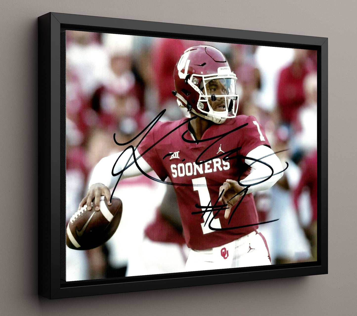 Oklahoma Football Kyler MurrayPocket Throw College Football Wall Art 16x20 Framed Canvas wall art print – College Football decor