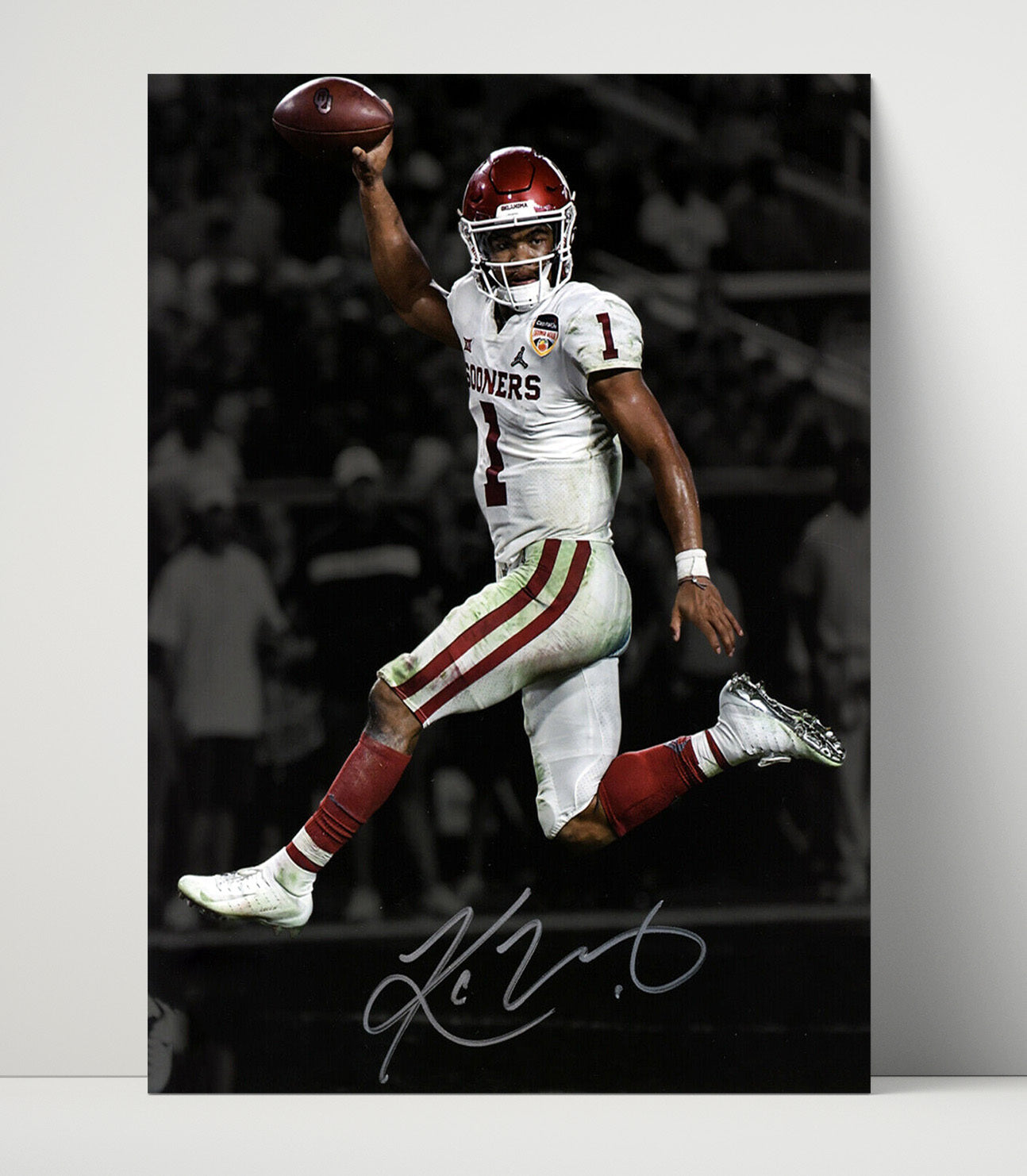 Oklahoma Football Kyler Murray Open Field Burst College Football Wall Art 16x20 Unframed Print wall art print – College Football decor
