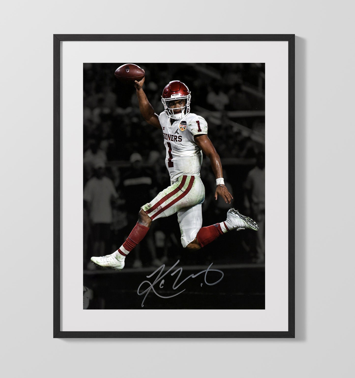 Oklahoma Football Kyler Murray Open Field Burst College Football Wall Art 16x20 Gallery Frame wall art print – College Football decor