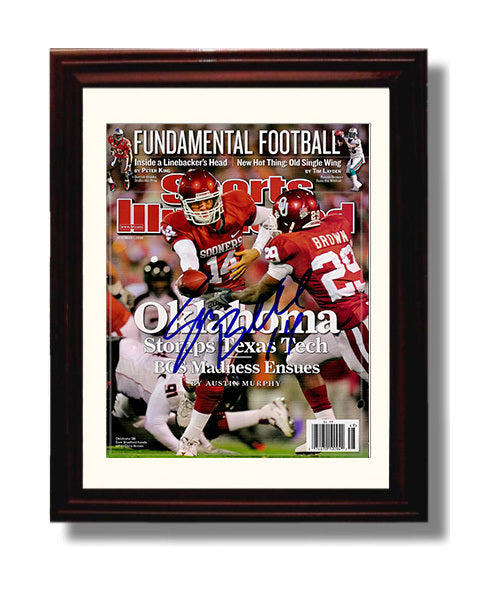 Oklahoma Football Sam Bradford Sooners Offensive Command vs Texas Tech Clash 2008 SI College 8x10 Beveled Frame wall art print – College Football decor