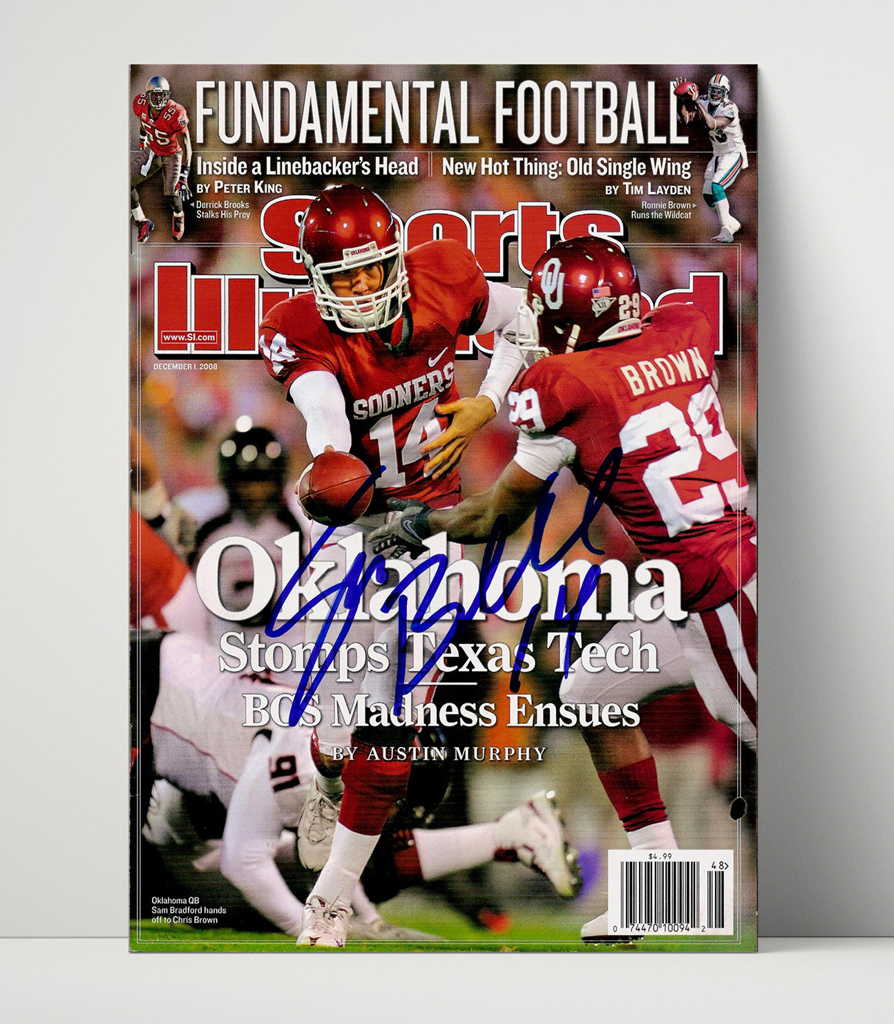 Oklahoma Football Sam Bradford Sooners Offensive Command vs Texas Tech Clash 2008 SI College 16x20 Unframed Print wall art print – College Football decor